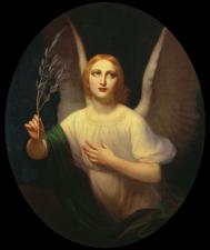 Ангел, слетающий с неба с масличной ветвью